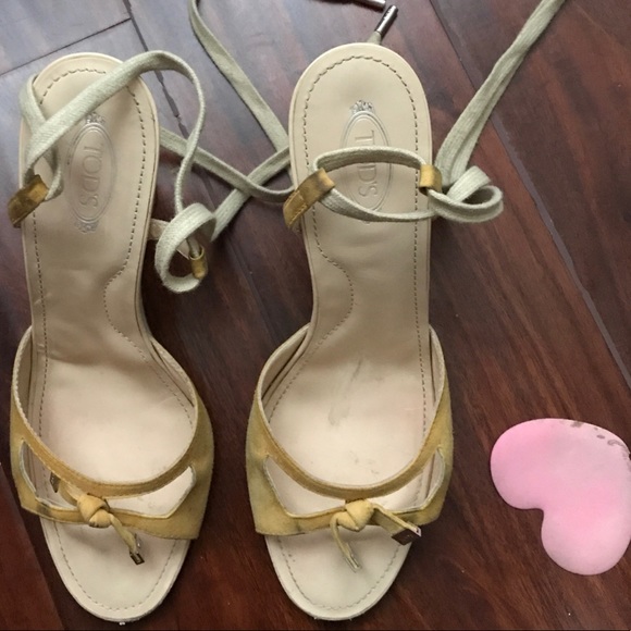 Tod’s Suede Peep Toe Wedges - Picture 2 of 12